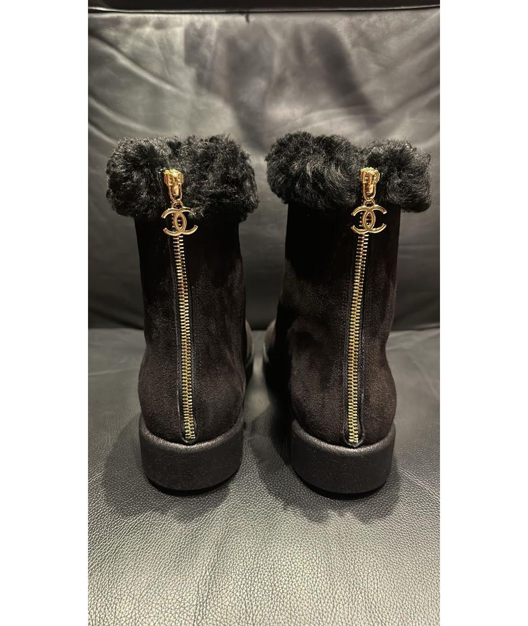 CHANEL Черные замшевые полусапоги, фото 4