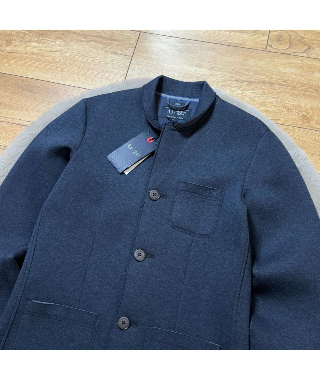 ARMANI JEANS Темно-синий хлопковый пиджак, фото 3