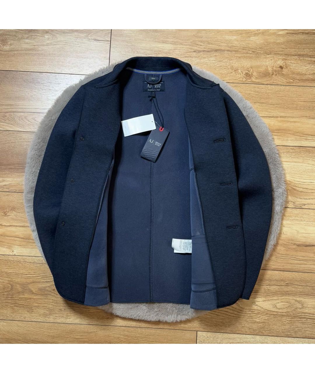 ARMANI JEANS Темно-синий хлопковый пиджак, фото 7