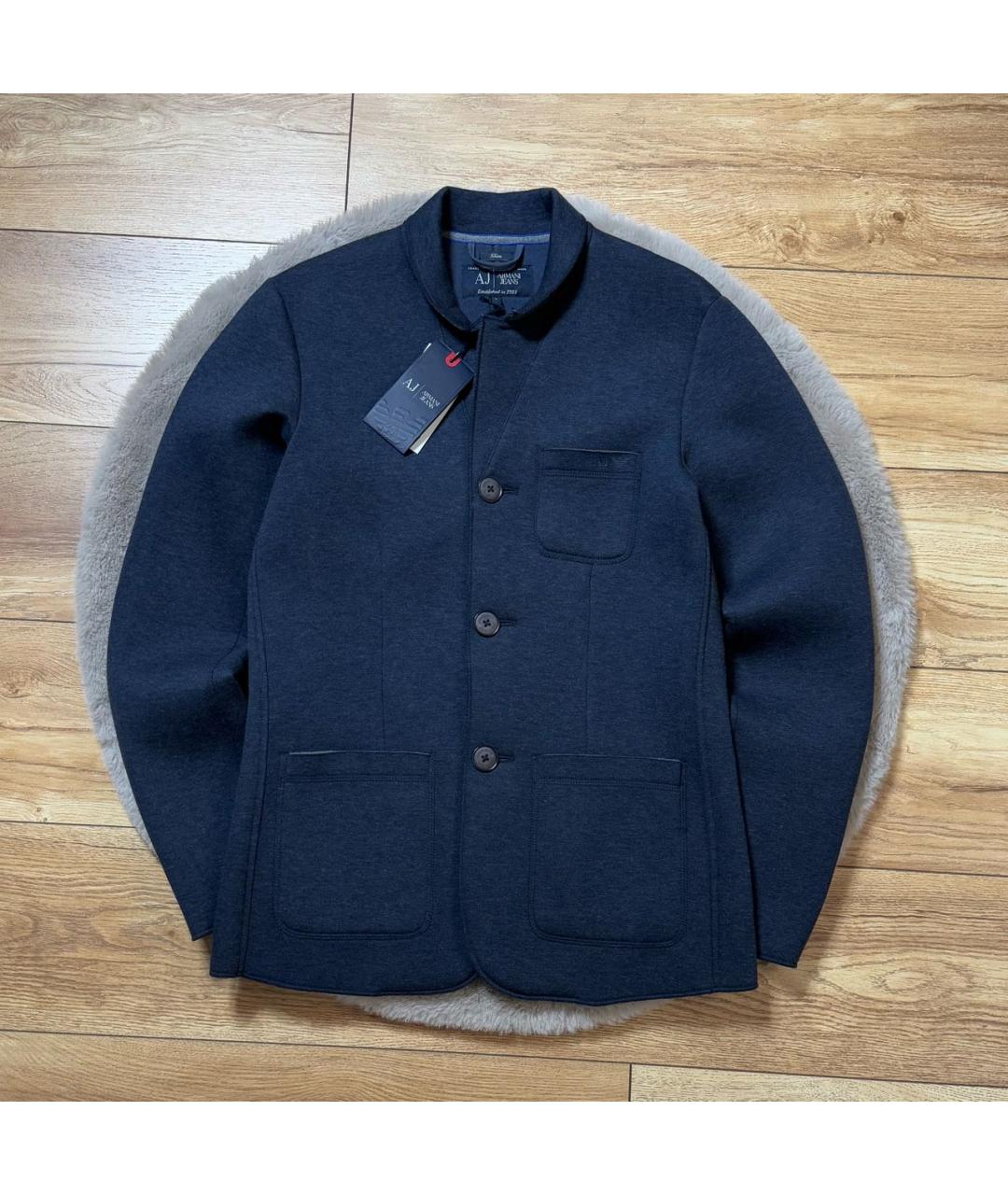 ARMANI JEANS Темно-синий хлопковый пиджак, фото 8