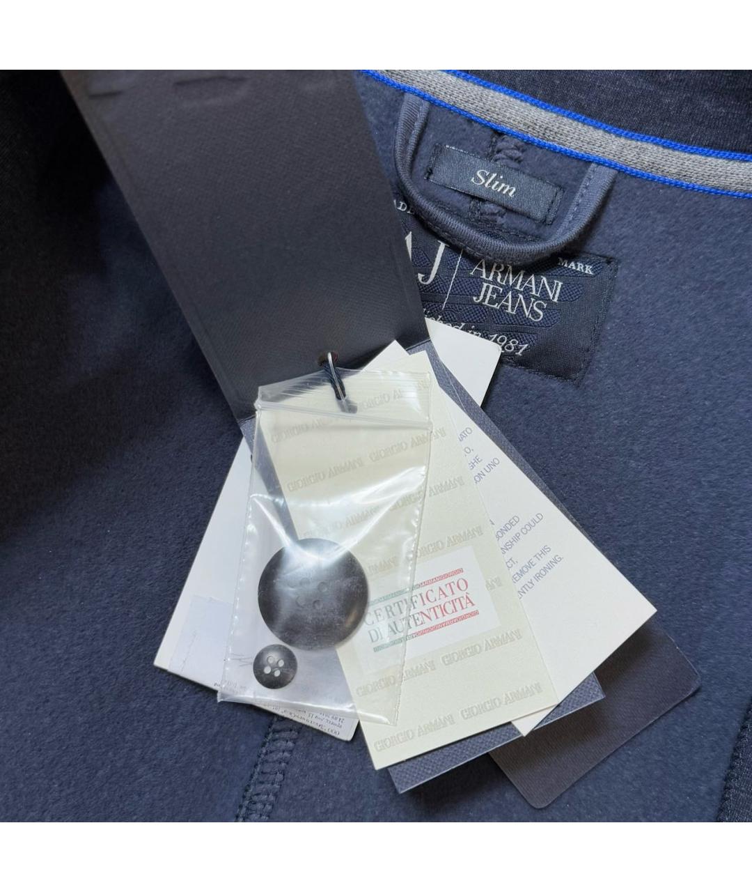 ARMANI JEANS Темно-синий хлопковый пиджак, фото 6