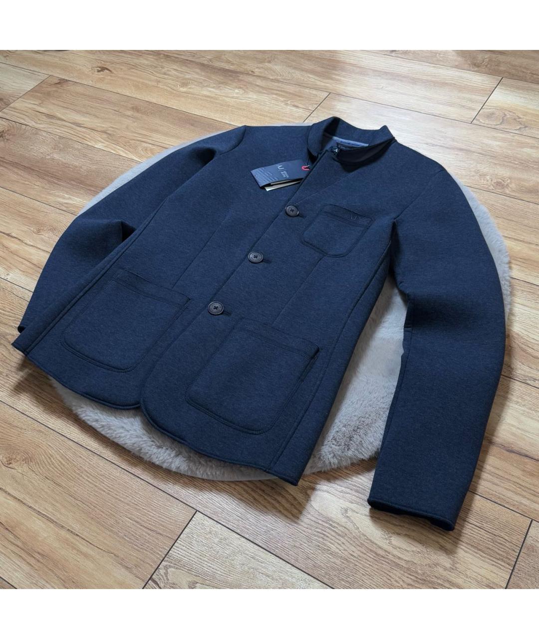ARMANI JEANS Темно-синий хлопковый пиджак, фото 4