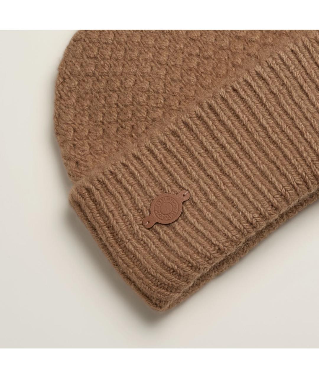 HERMES Коричневая кашемировая шапка, фото 2