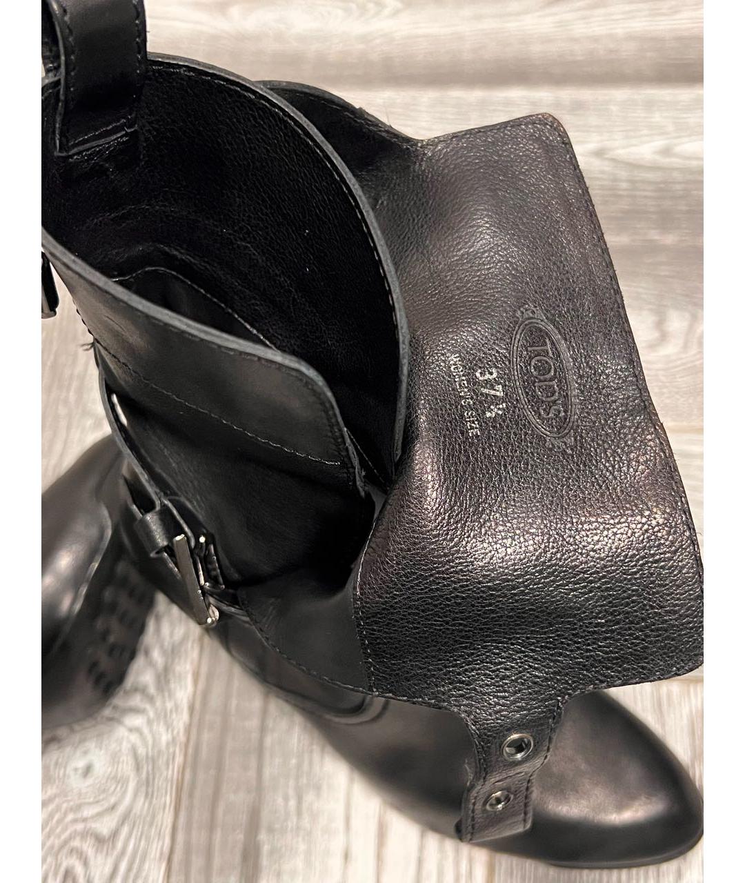 TOD'S Черные кожаные полусапоги, фото 5