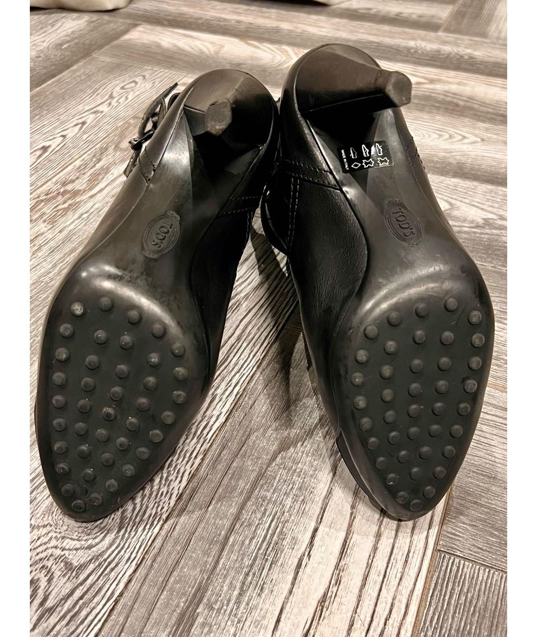 TOD'S Черные кожаные полусапоги, фото 8