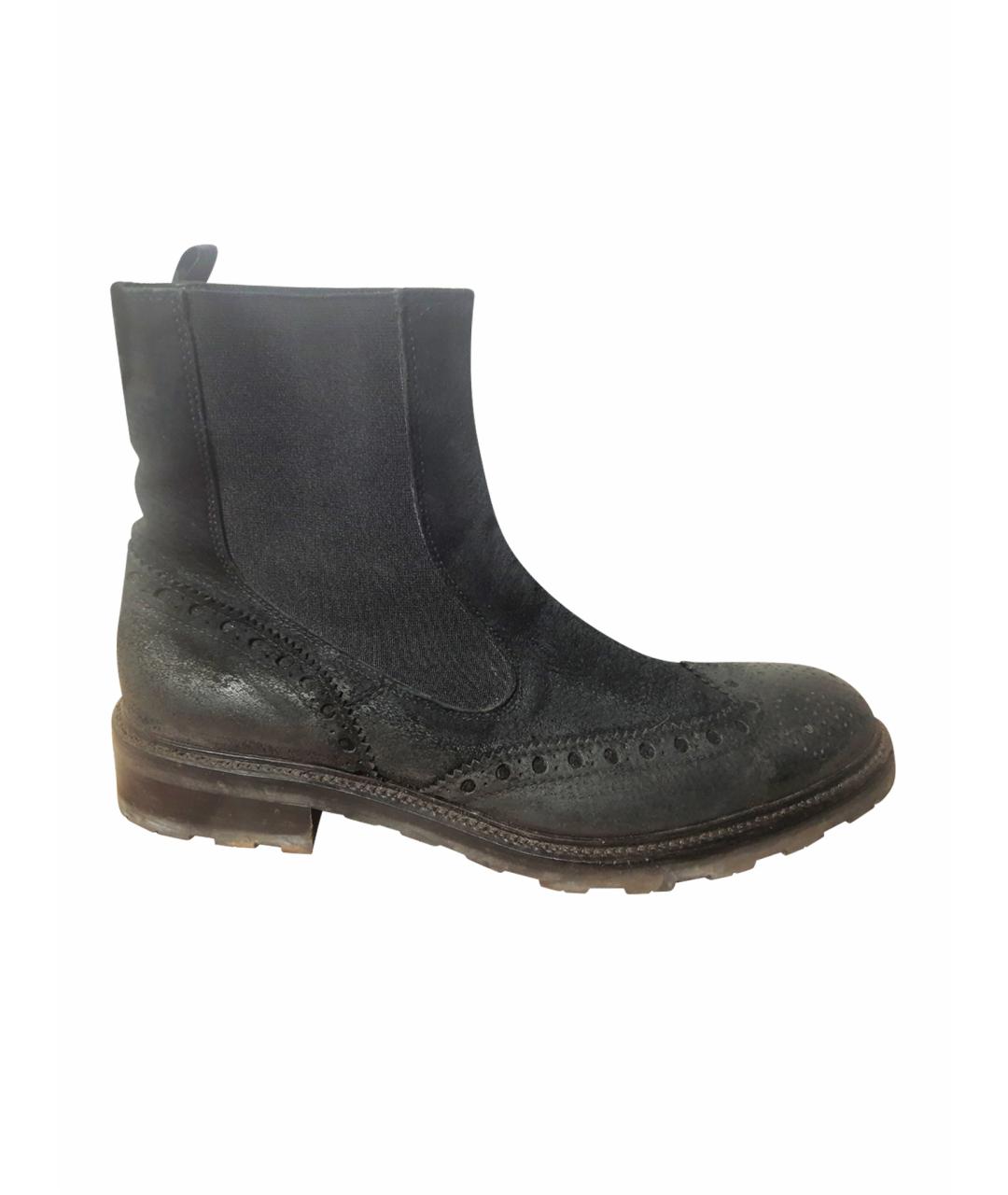 DOUCAL'S Черные кожаные высокие ботинки, фото 1