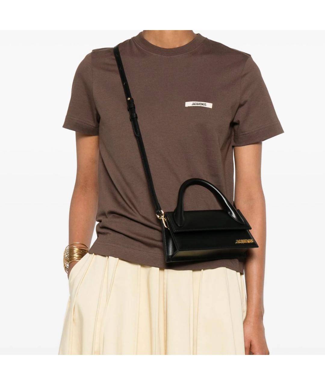 JACQUEMUS Черная кожаная сумка через плечо, фото 3