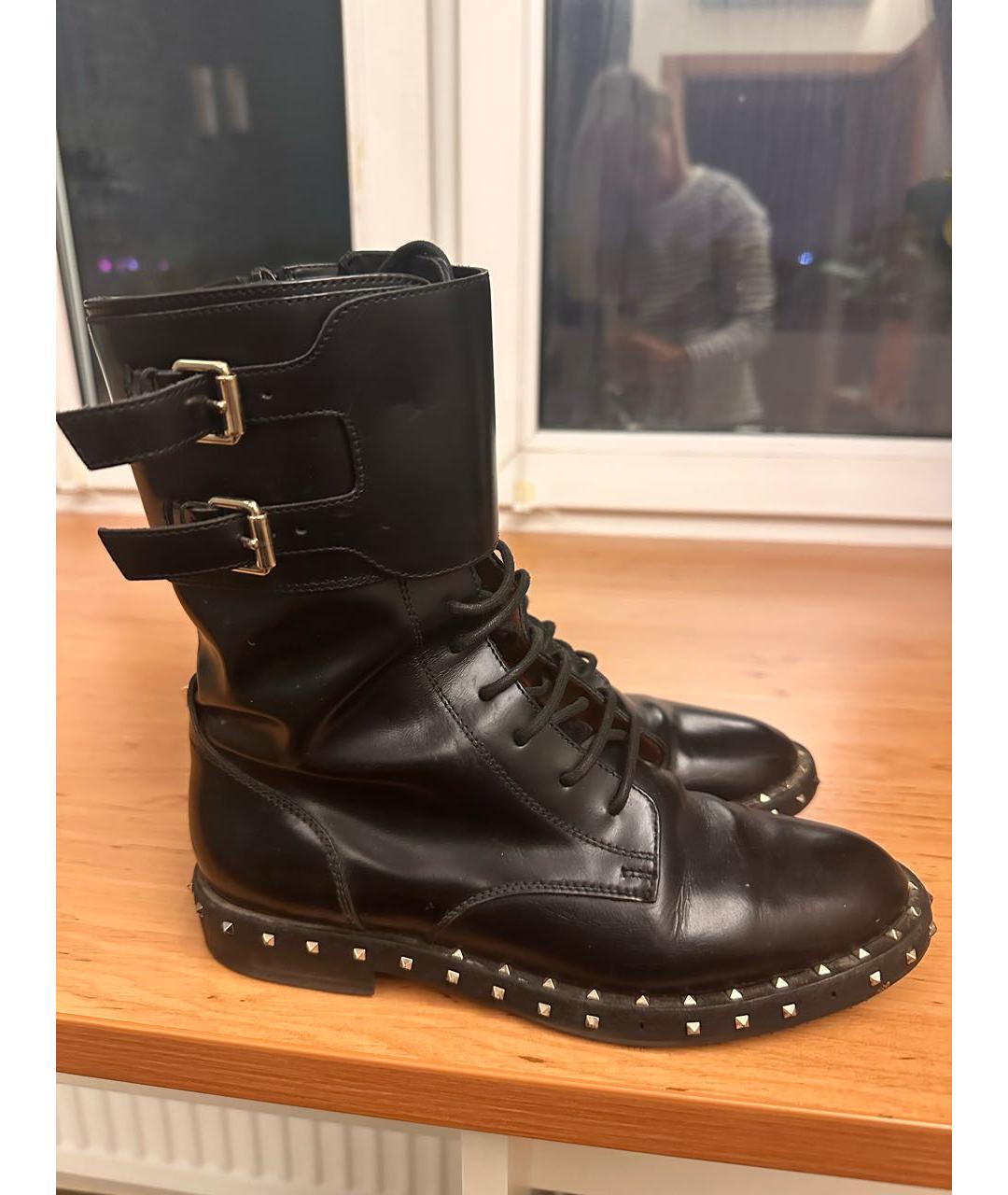 VALENTINO Черные кожаные ботинки, фото 5