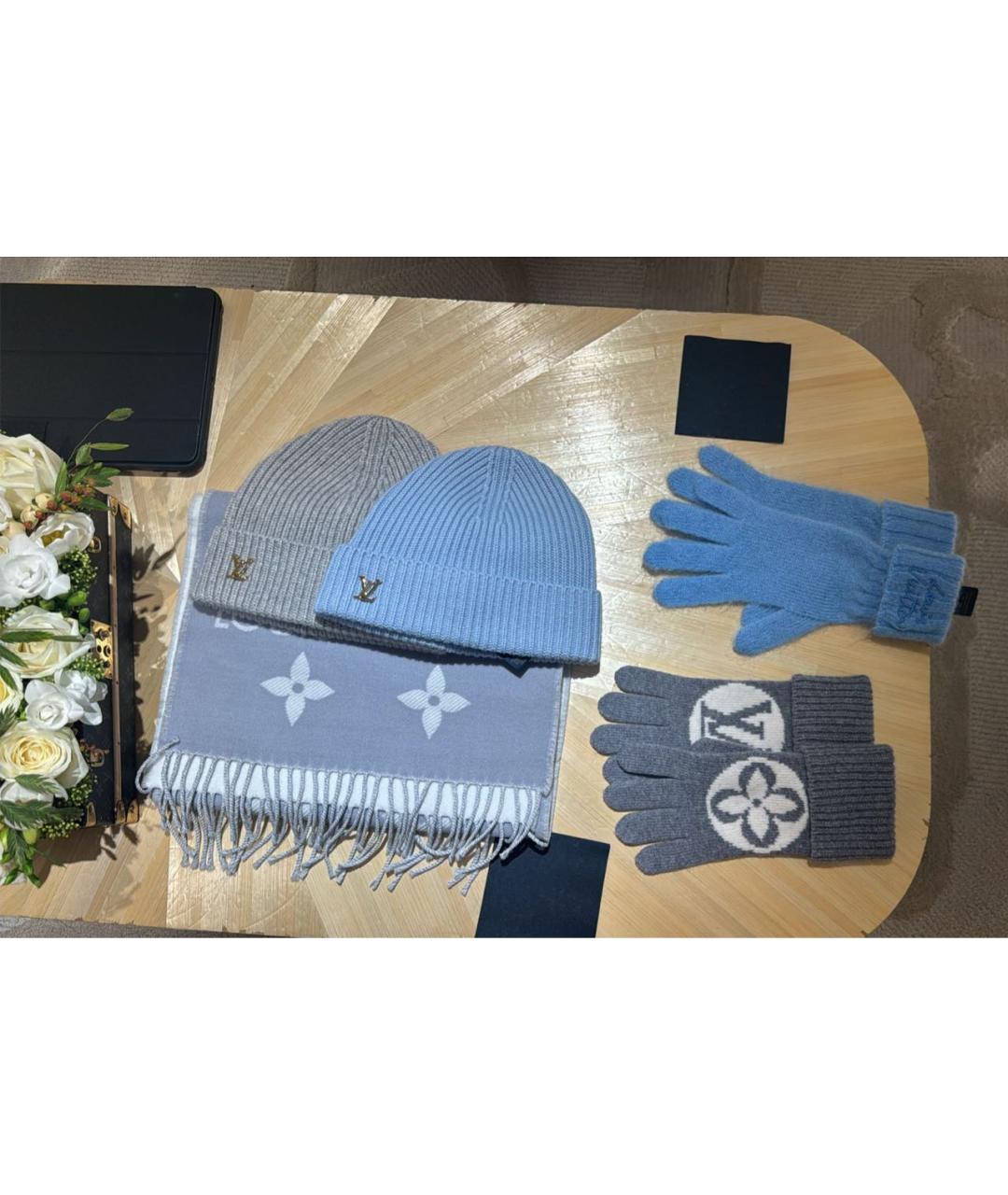 LOUIS VUITTON Голубые перчатки, фото 6