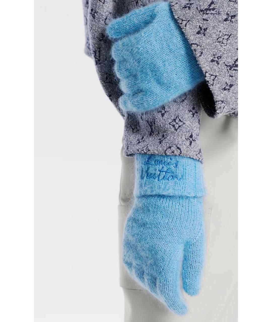 LOUIS VUITTON Голубые перчатки, фото 4