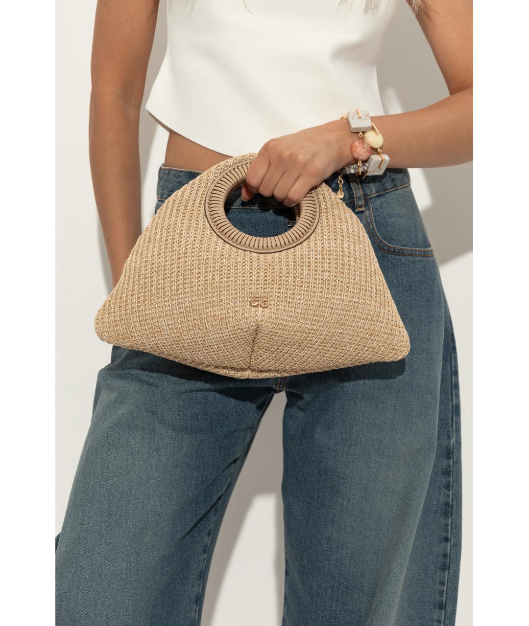 CULT GAIA Бежевая пелетеная сумка с короткими ручками, фото 5