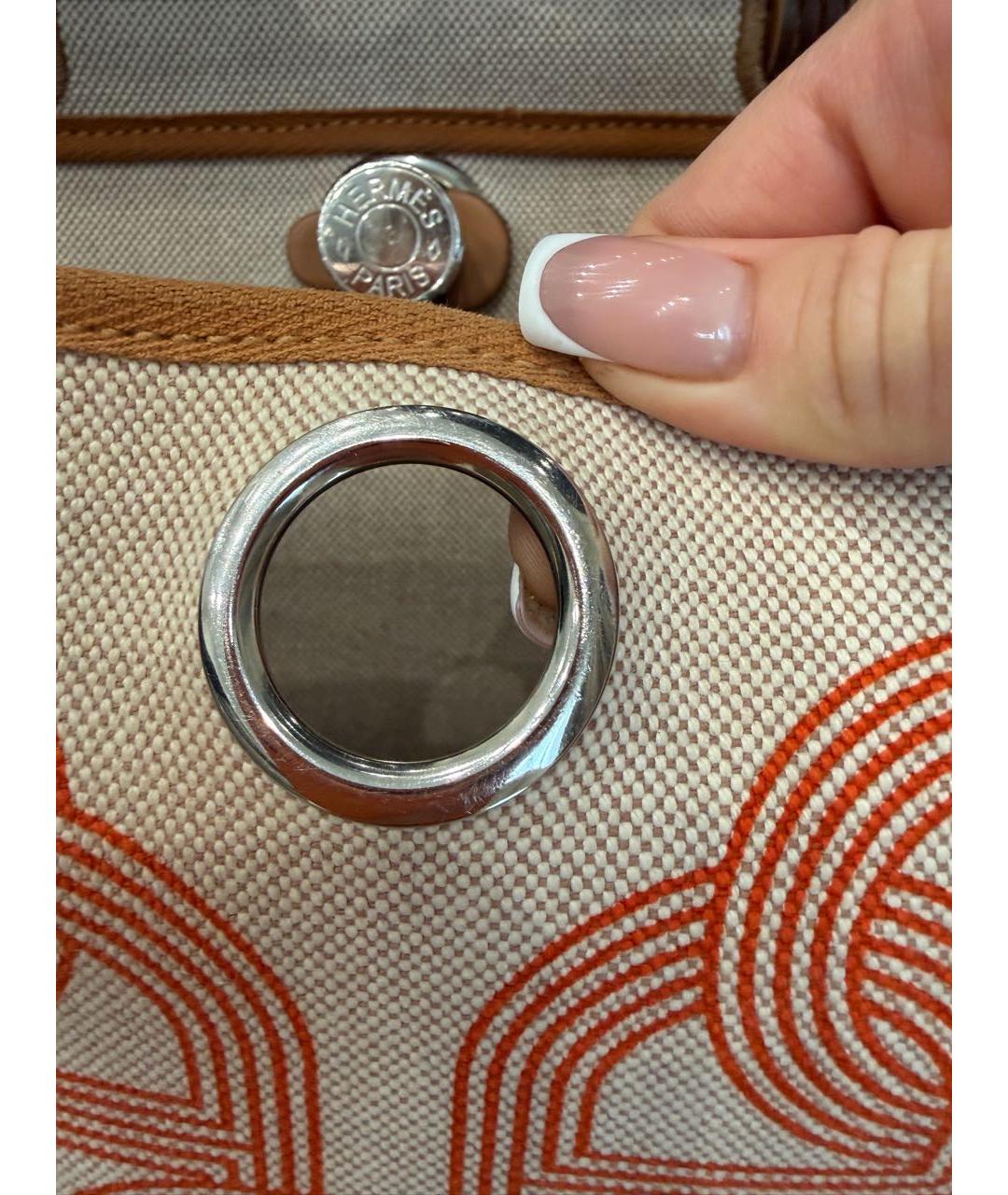 HERMES Бежевая тканевая сумка через плечо, фото 6