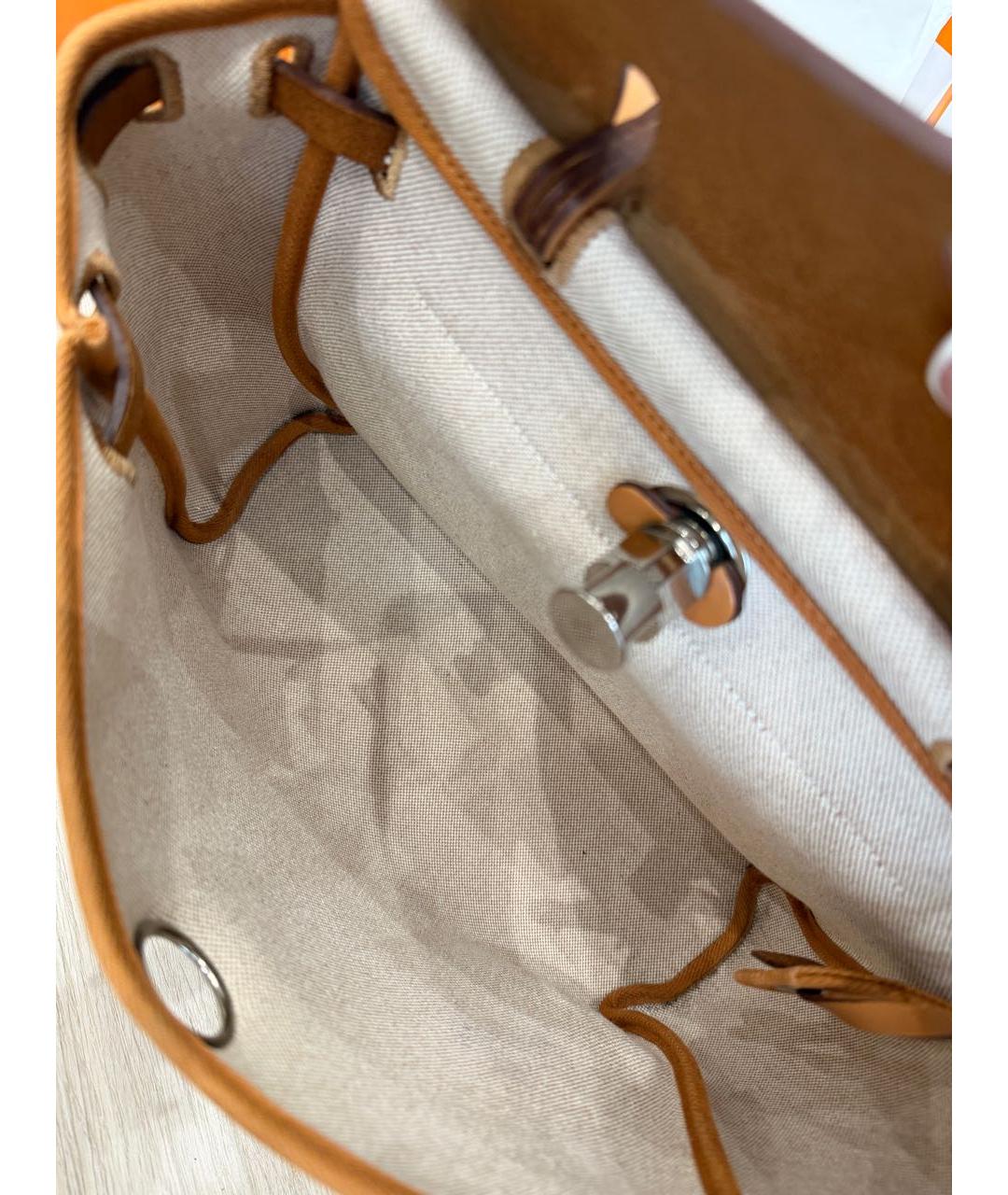 HERMES Бежевая тканевая сумка через плечо, фото 4