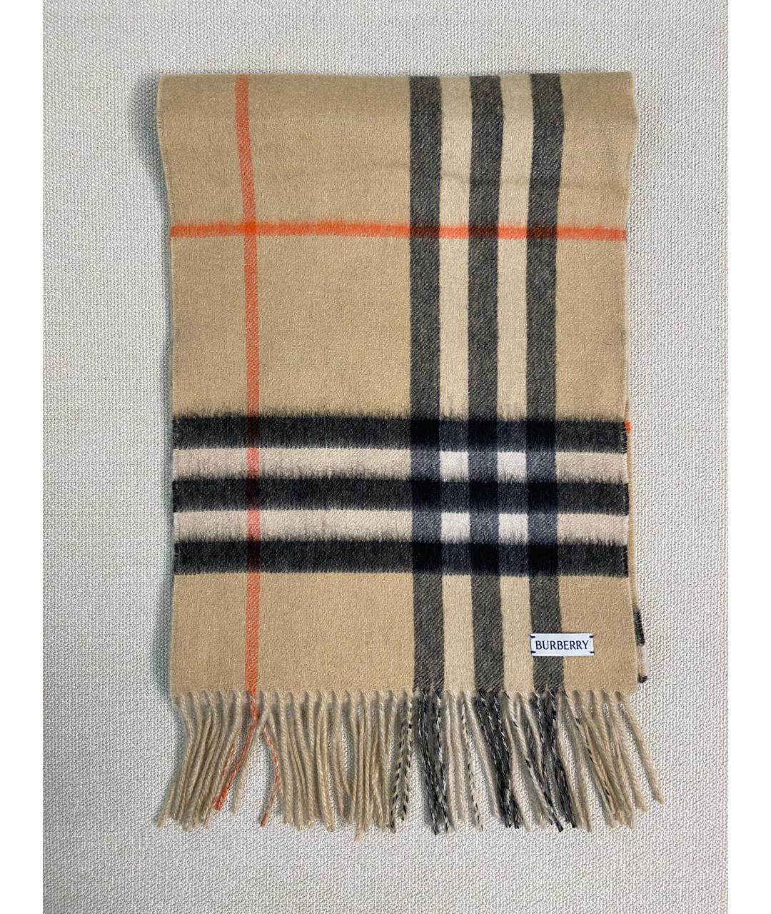 BURBERRY Бежевый кашемировый шарф, фото 7