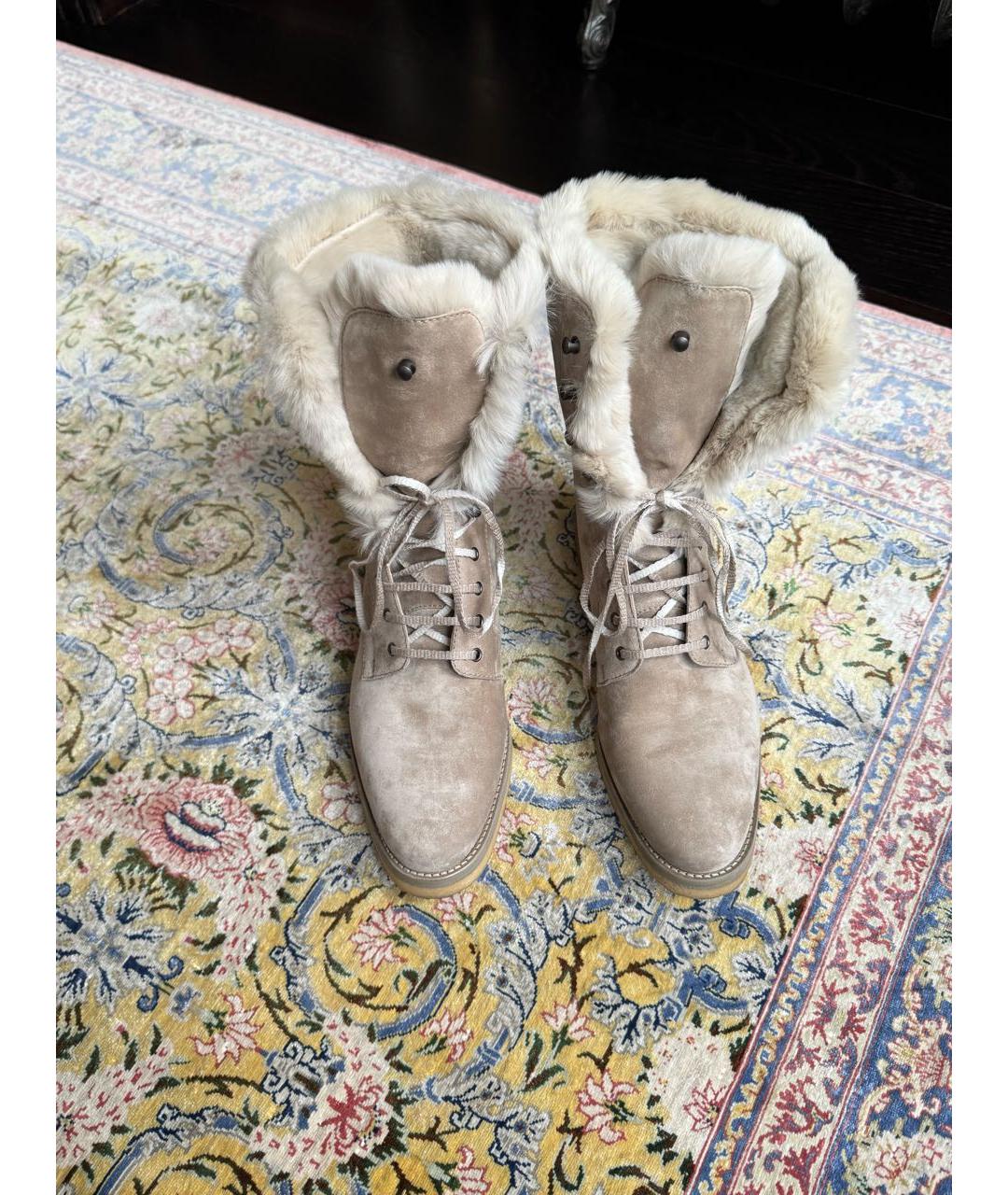 LORO PIANA Бежевые замшевые ботинки, фото 3