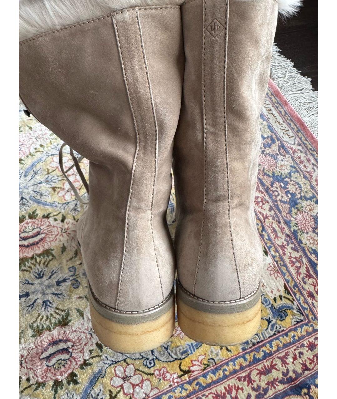 LORO PIANA Бежевые замшевые ботинки, фото 4