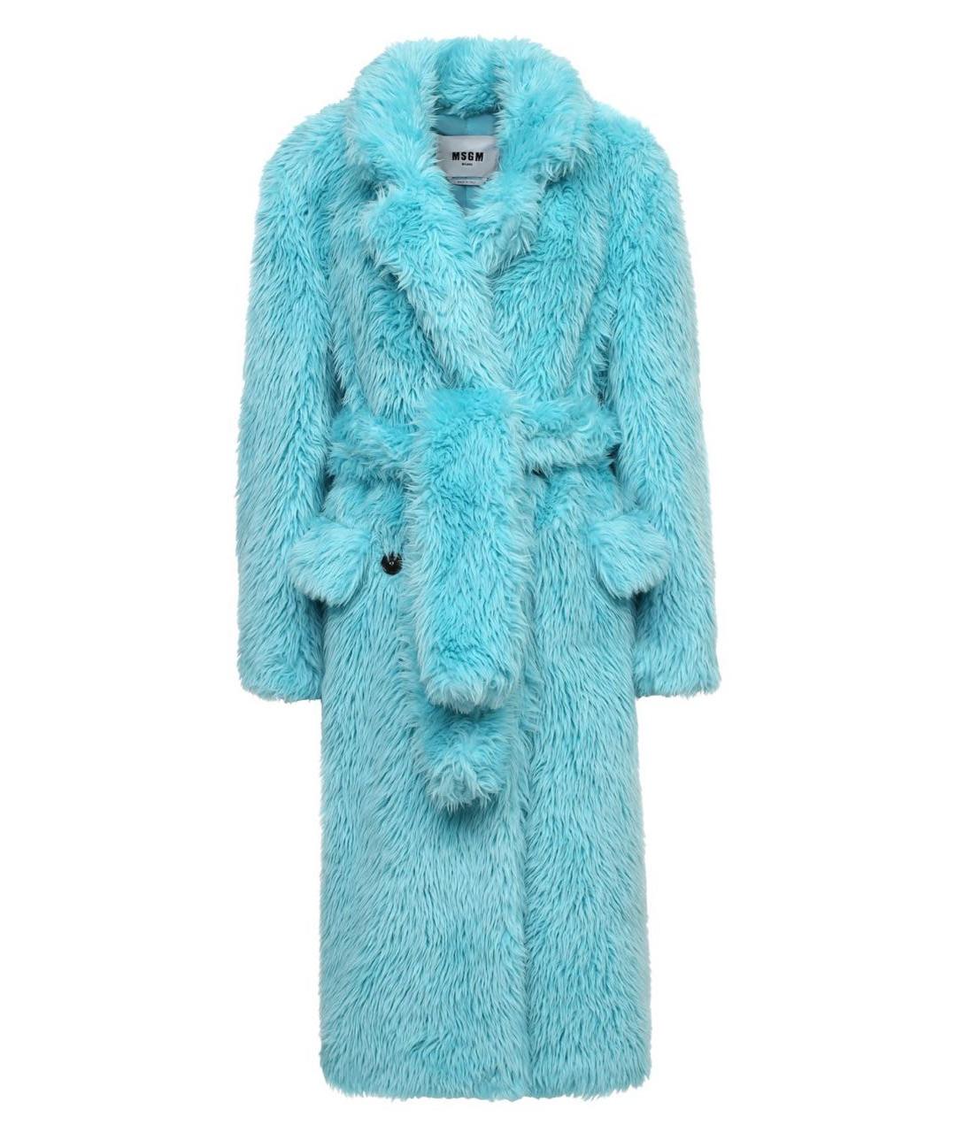 MSGM Бирюзовая полиэстеровая шуба, фото 1