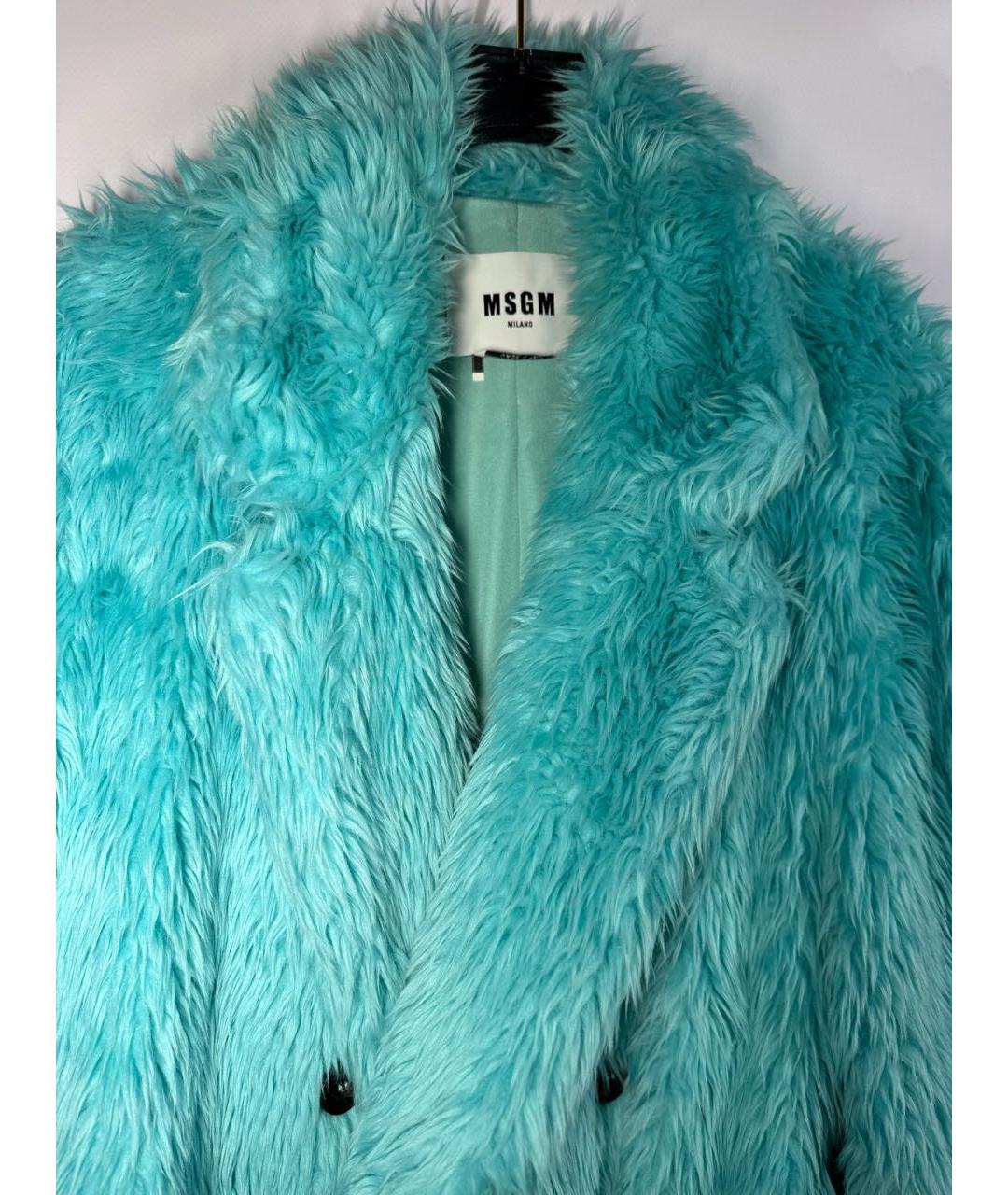 MSGM Бирюзовая полиэстеровая шуба, фото 4