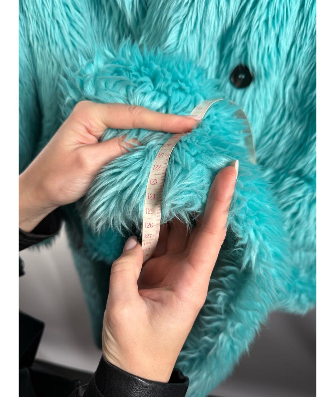 MSGM Бирюзовая полиэстеровая шуба, фото 7