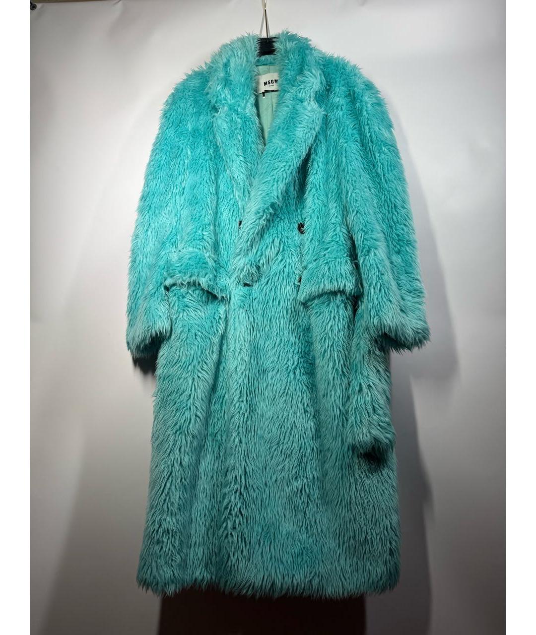 MSGM Бирюзовая полиэстеровая шуба, фото 8