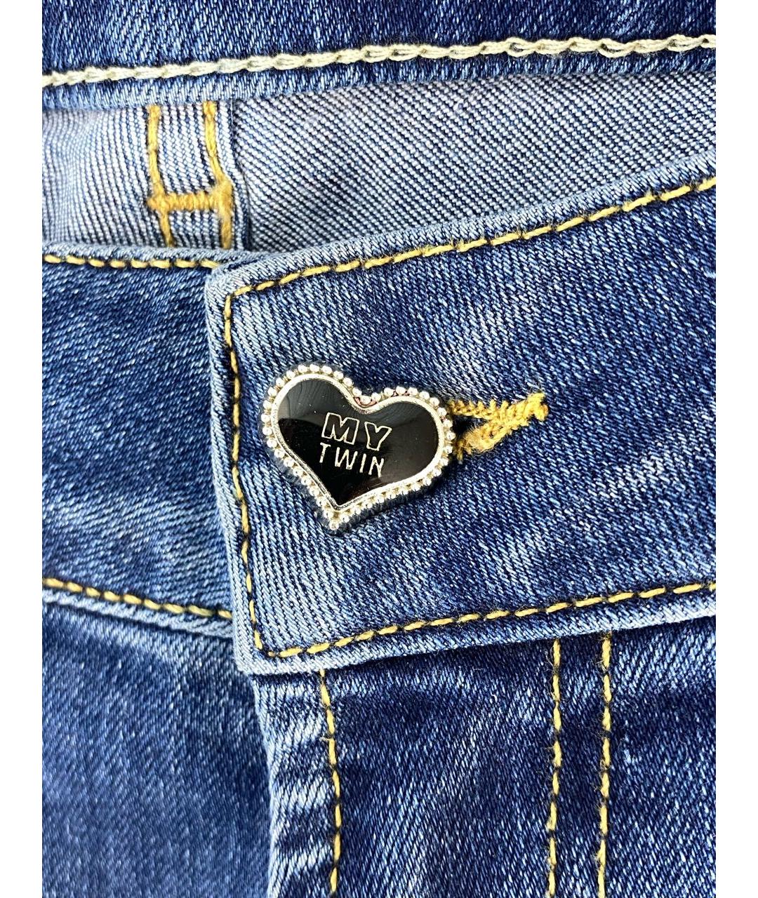 TWIN-SET Синие хлопко-эластановые прямые джинсы, фото 8