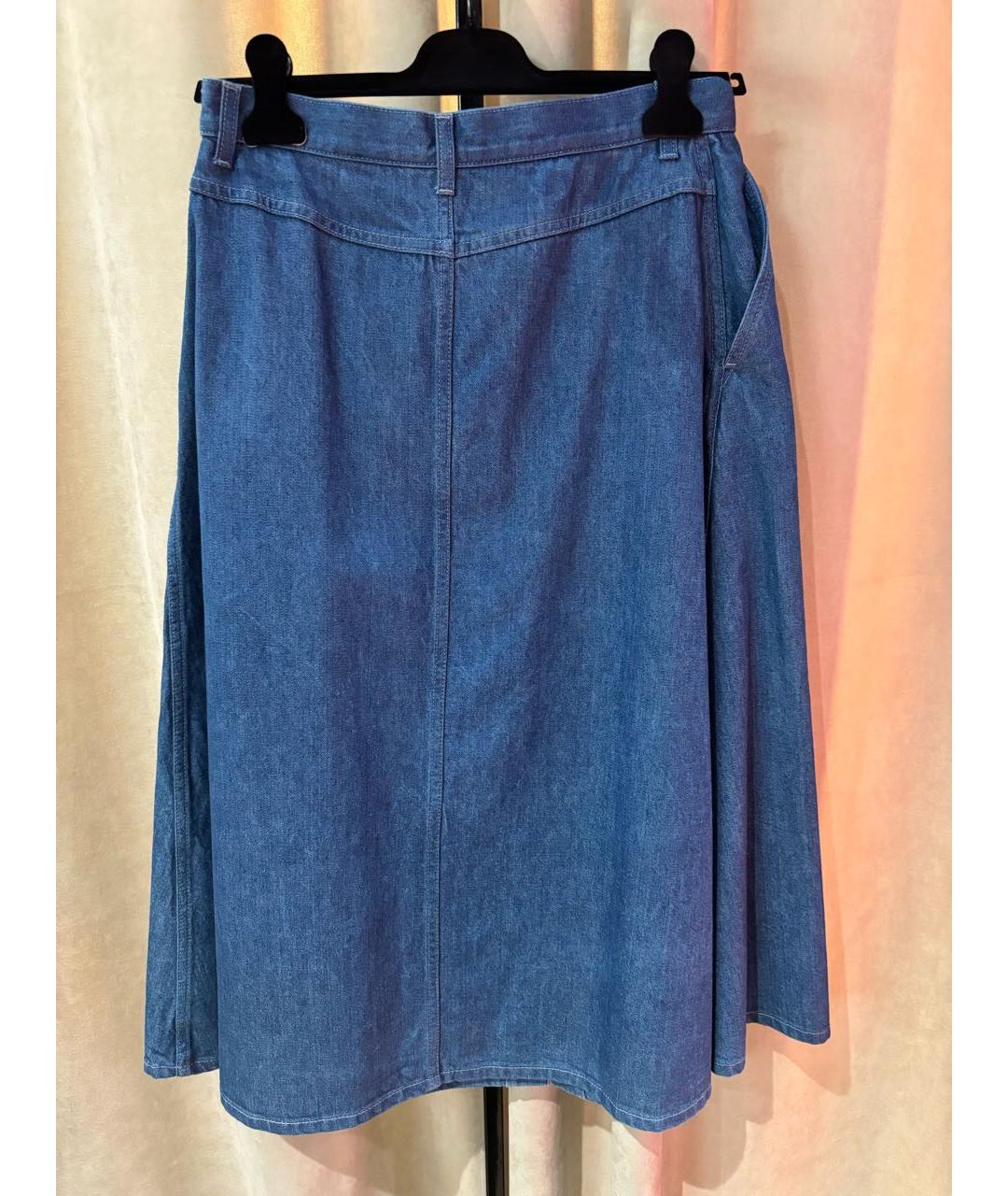 GUCCI Синяя хлопковая юбка миди, фото 2