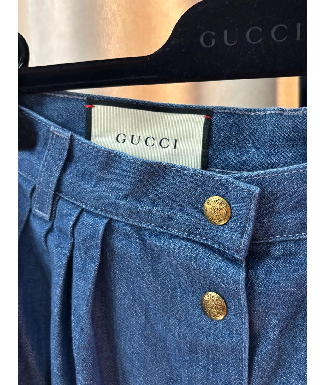 GUCCI Синяя хлопковая юбка миди, фото 7