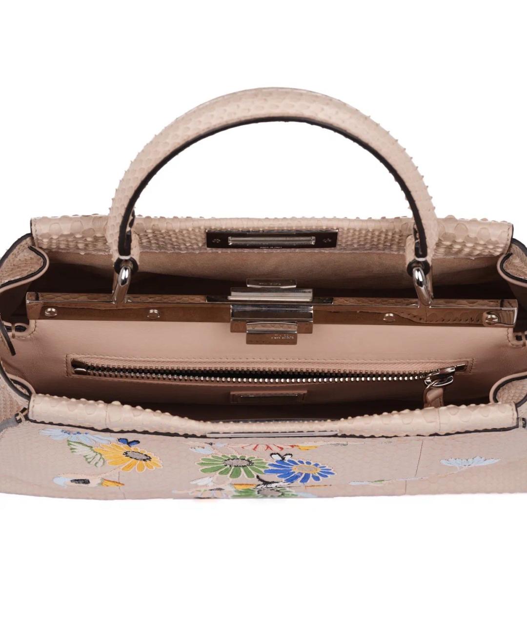 FENDI Бежевая сумка с короткими ручками из экзотической кожи, фото 8