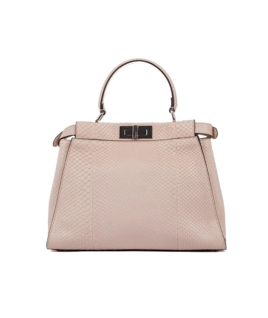 FENDI Бежевая сумка с короткими ручками из экзотической кожи, фото 4