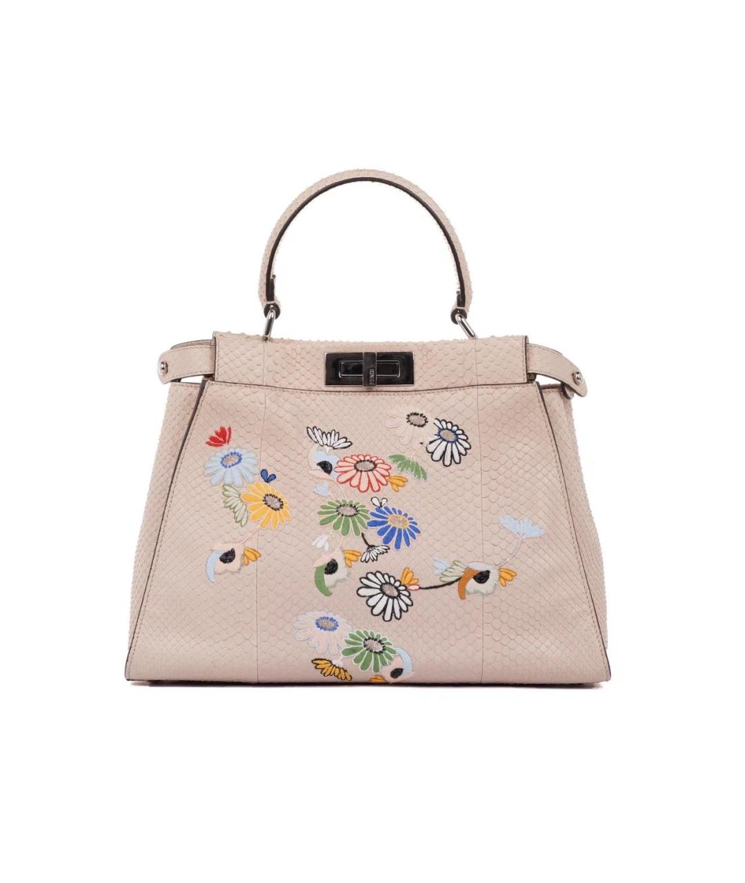FENDI Бежевая сумка с короткими ручками из экзотической кожи, фото 1