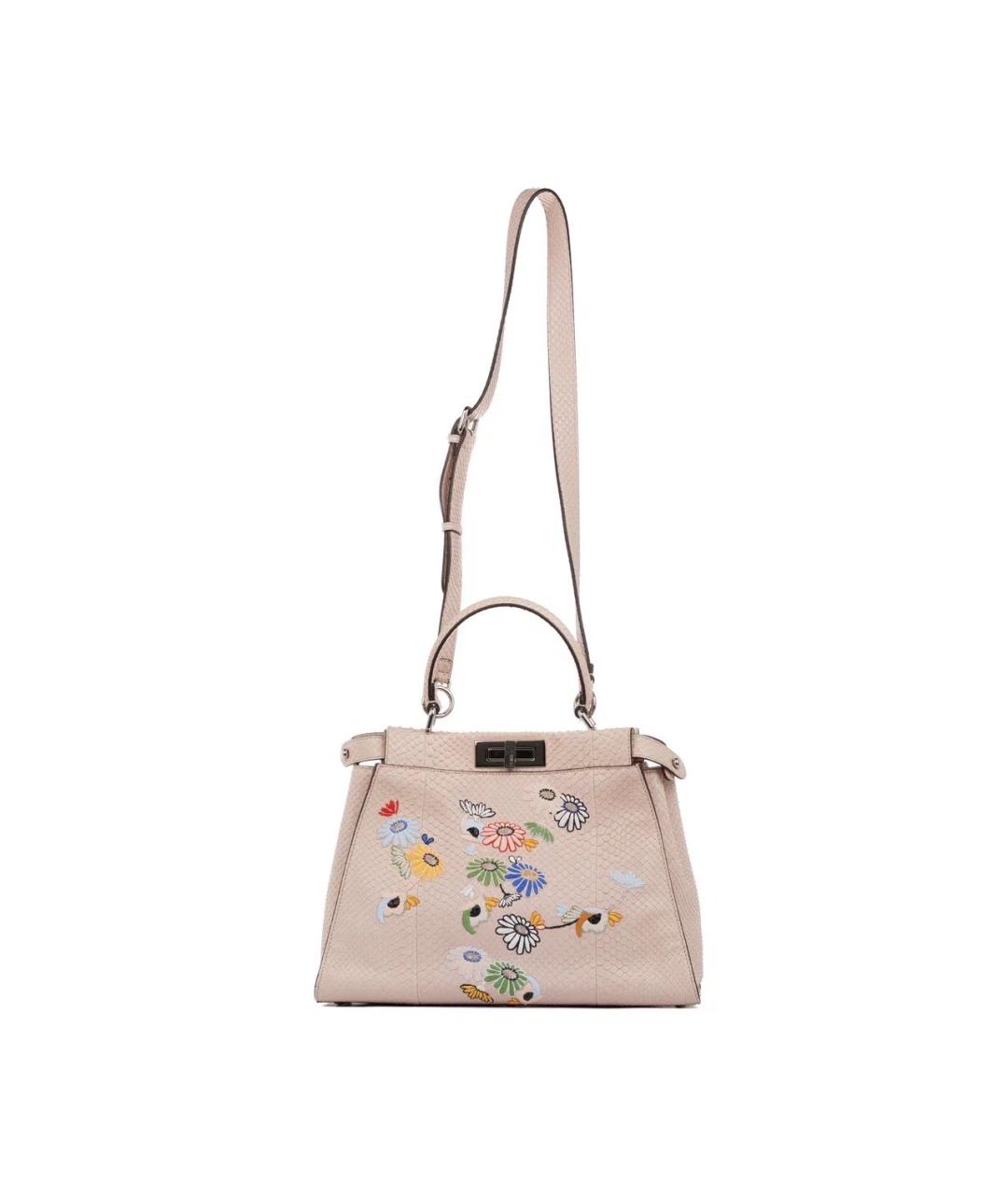 FENDI Бежевая сумка с короткими ручками из экзотической кожи, фото 3