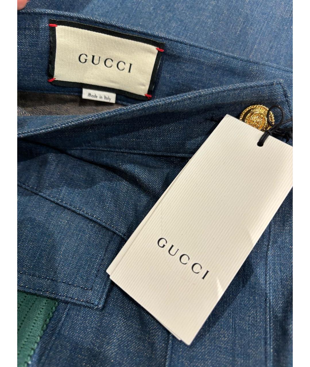 GUCCI Синяя хлопковая юбка мини, фото 8