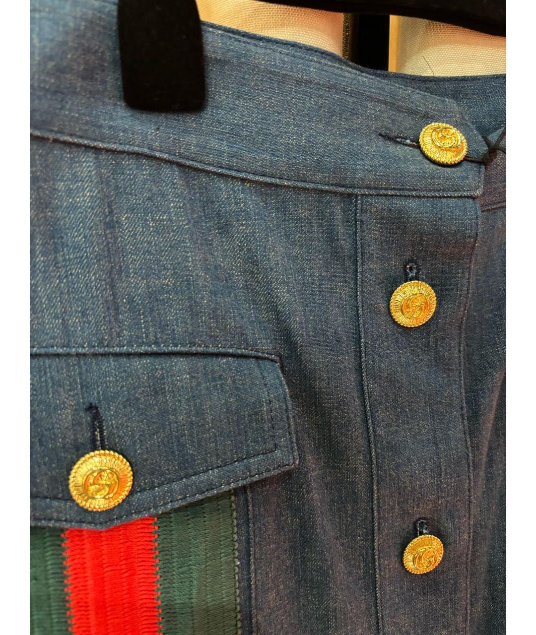 GUCCI Синяя хлопковая юбка мини, фото 4