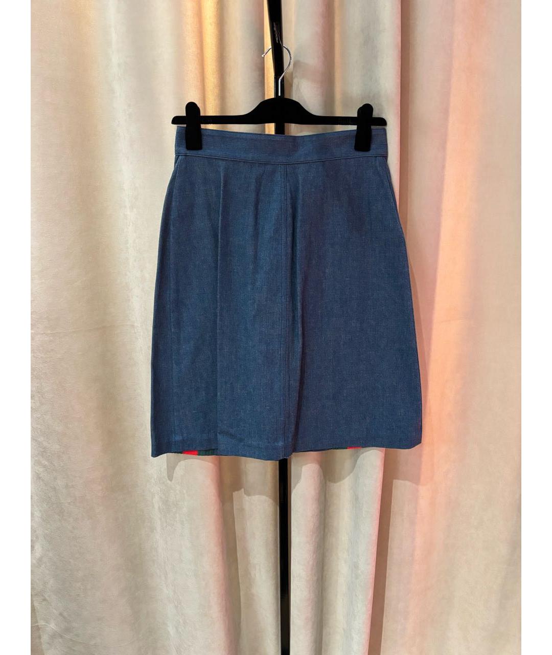 GUCCI Синяя хлопковая юбка мини, фото 2
