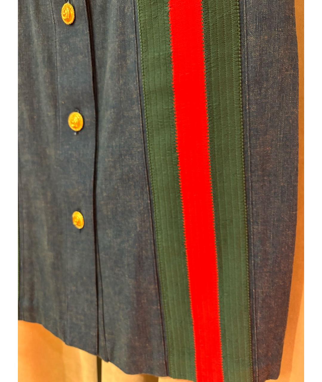 GUCCI Синяя хлопковая юбка мини, фото 5