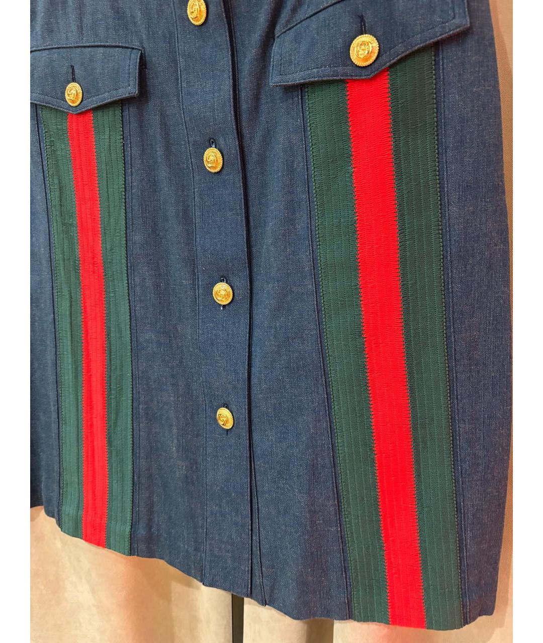 GUCCI Синяя хлопковая юбка мини, фото 7