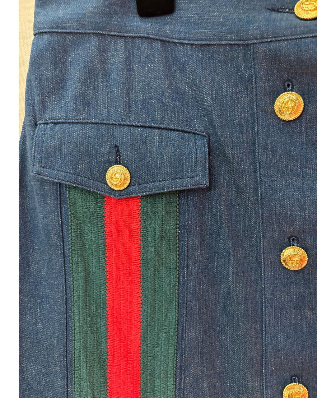 GUCCI Синяя хлопковая юбка мини, фото 6