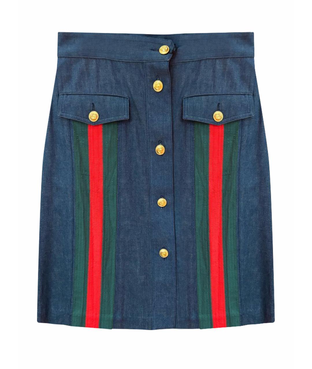 GUCCI Синяя хлопковая юбка мини, фото 1