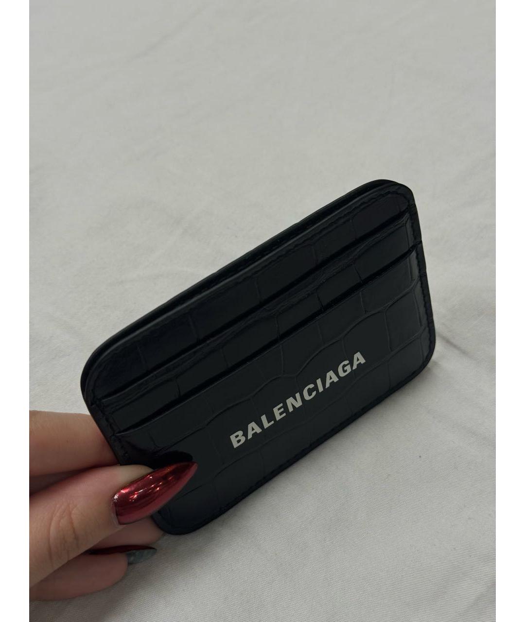 BALENCIAGA Черный кардхолдер из лакированной кожи, фото 3