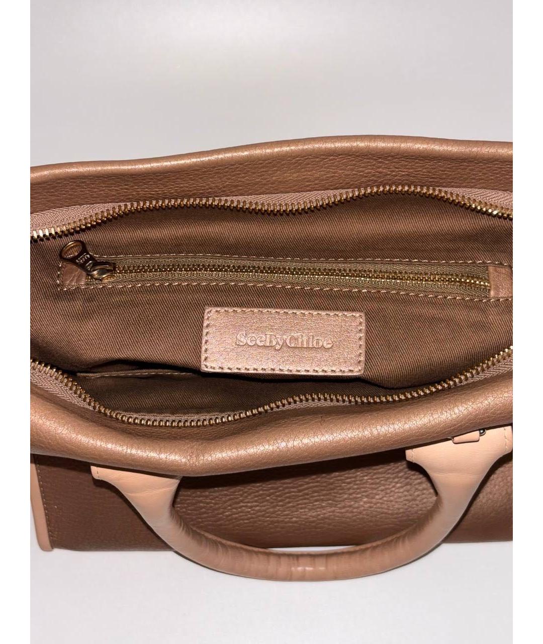 SEE BY CHLOE Бежевая кожаная сумка тоут, фото 4