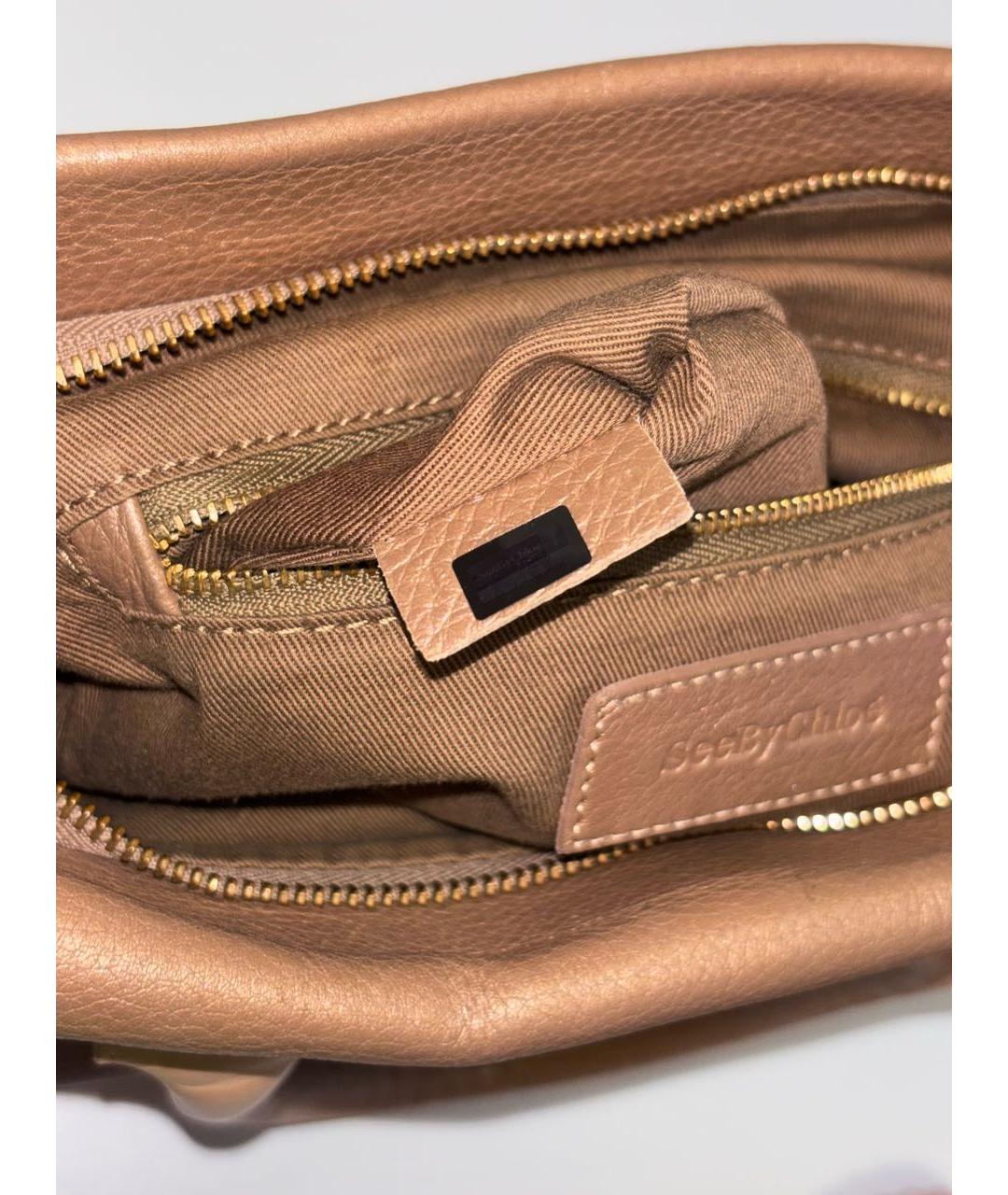 SEE BY CHLOE Бежевая кожаная сумка тоут, фото 5