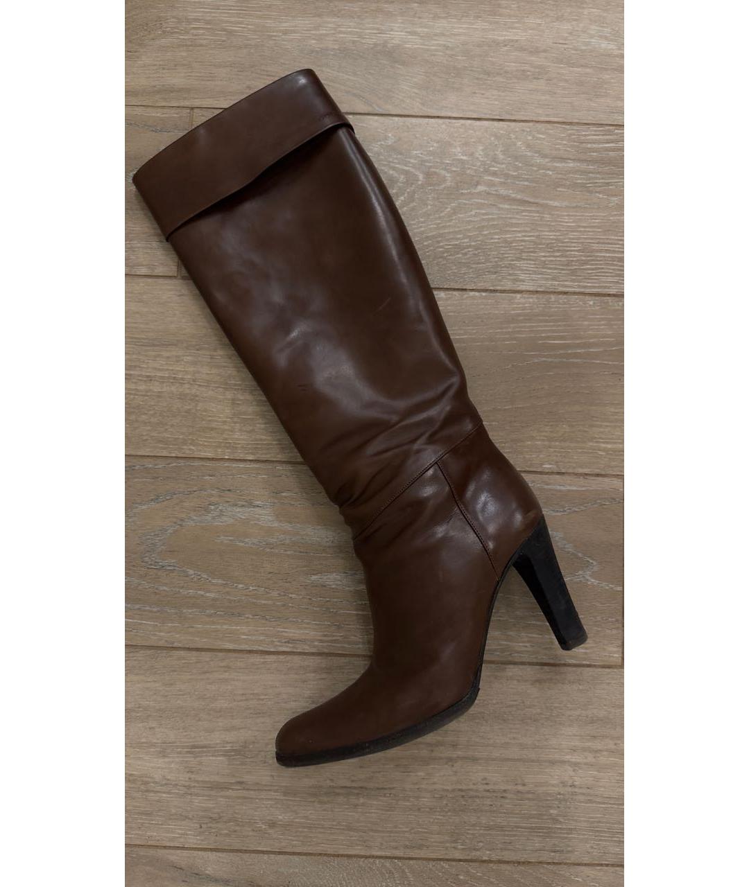 GUCCI Коричневые кожаные сапоги, фото 5