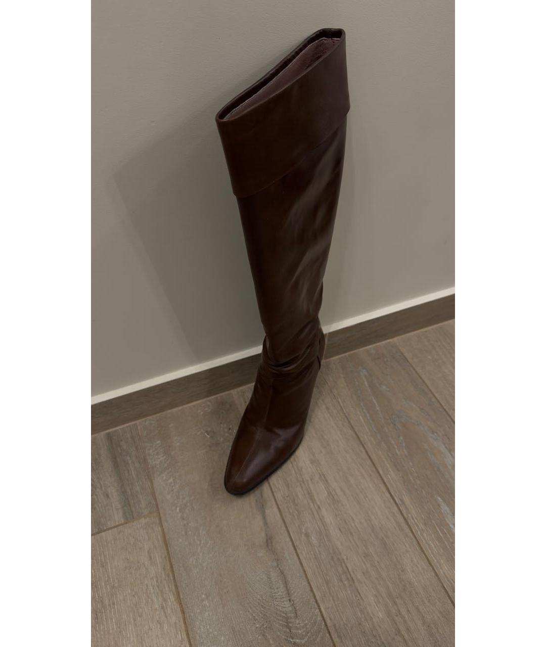 GUCCI Коричневые кожаные сапоги, фото 3