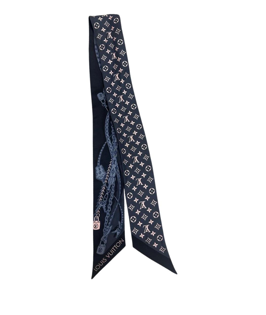 LOUIS VUITTON Темно-синий шелковый платок, фото 1