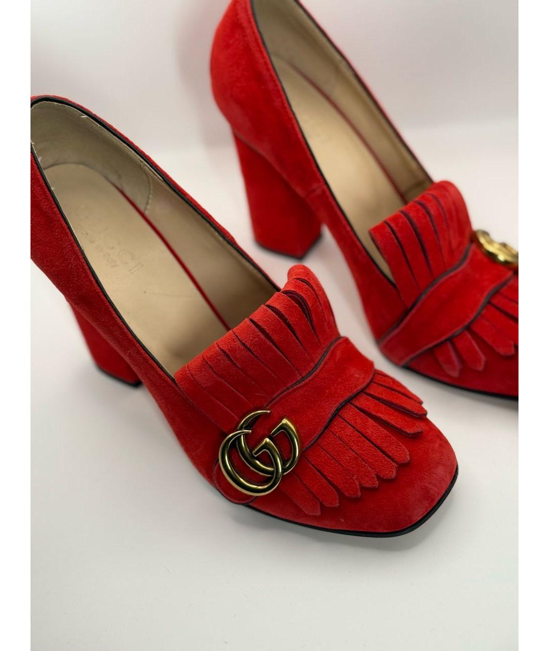 GUCCI Красные замшевые туфли, фото 5