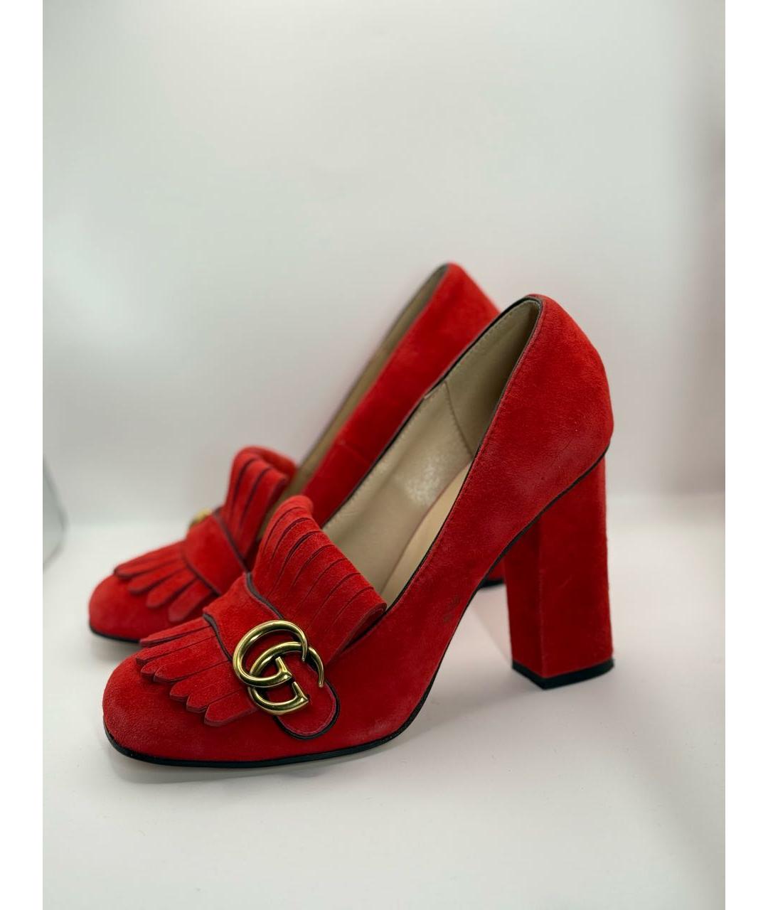 GUCCI Красные замшевые туфли, фото 6