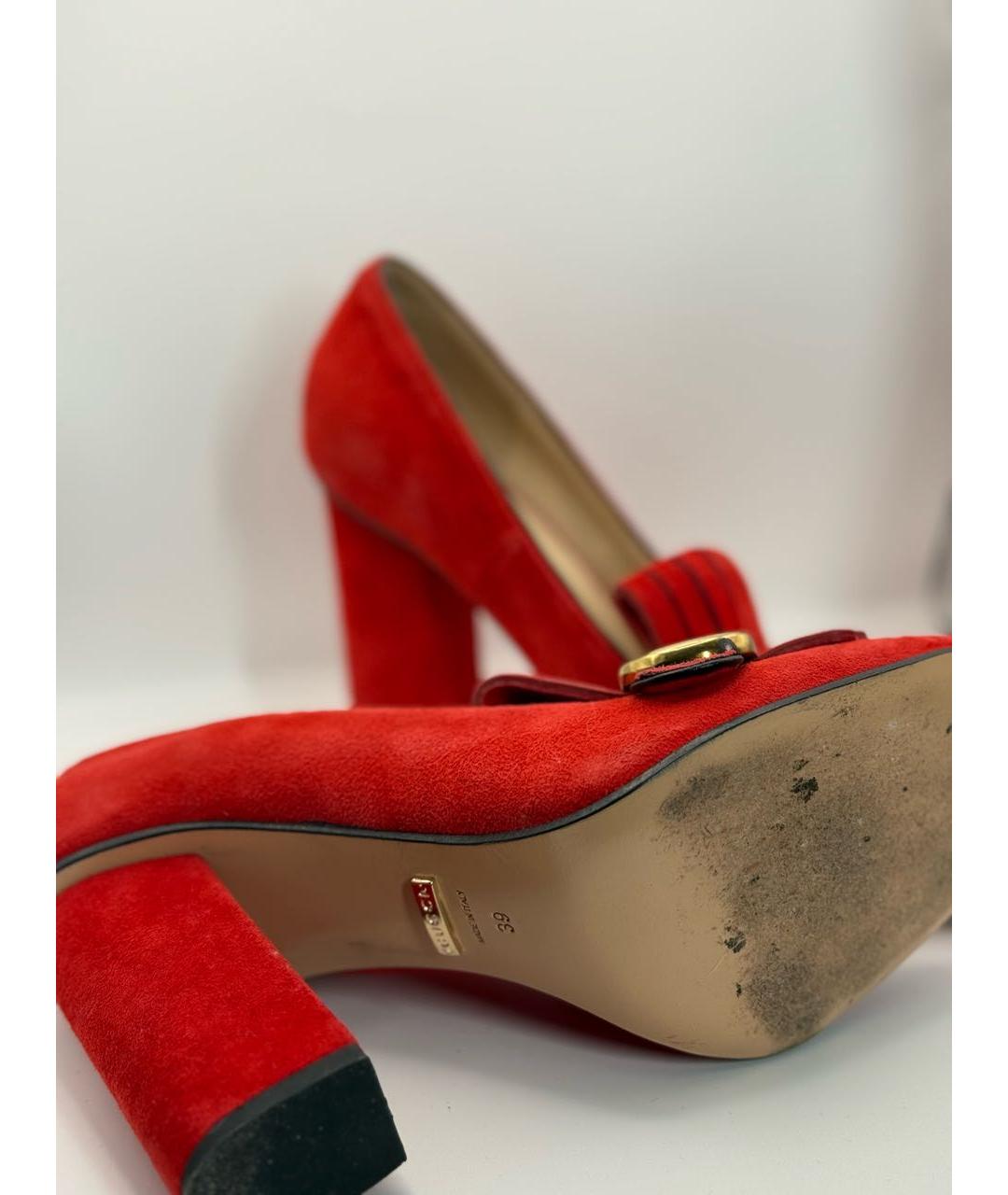 GUCCI Красные замшевые туфли, фото 4