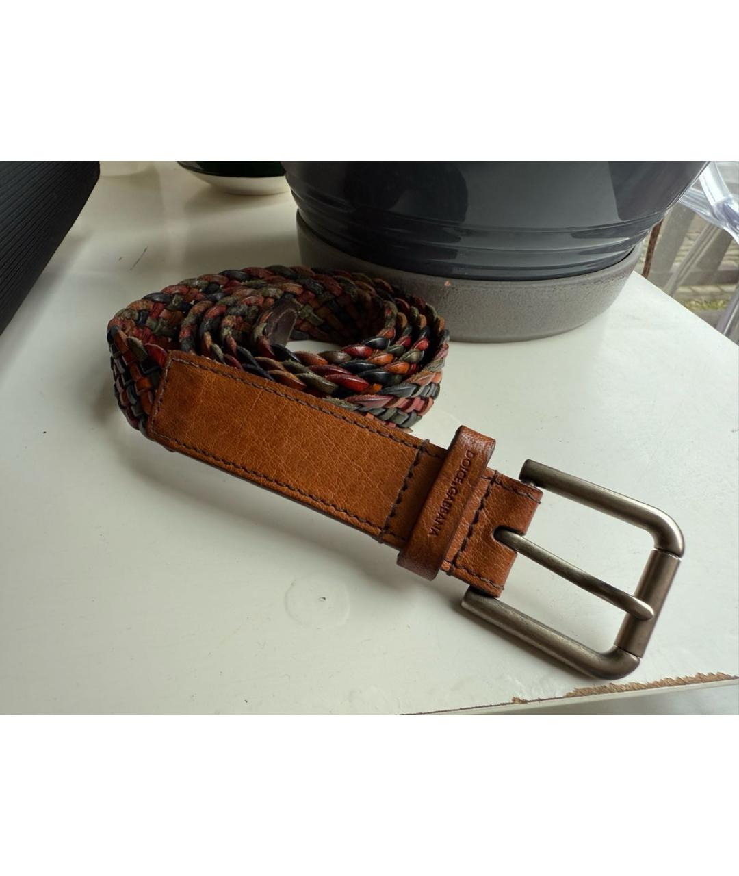 DOLCE&GABBANA Коричневый кожаный ремень, фото 5