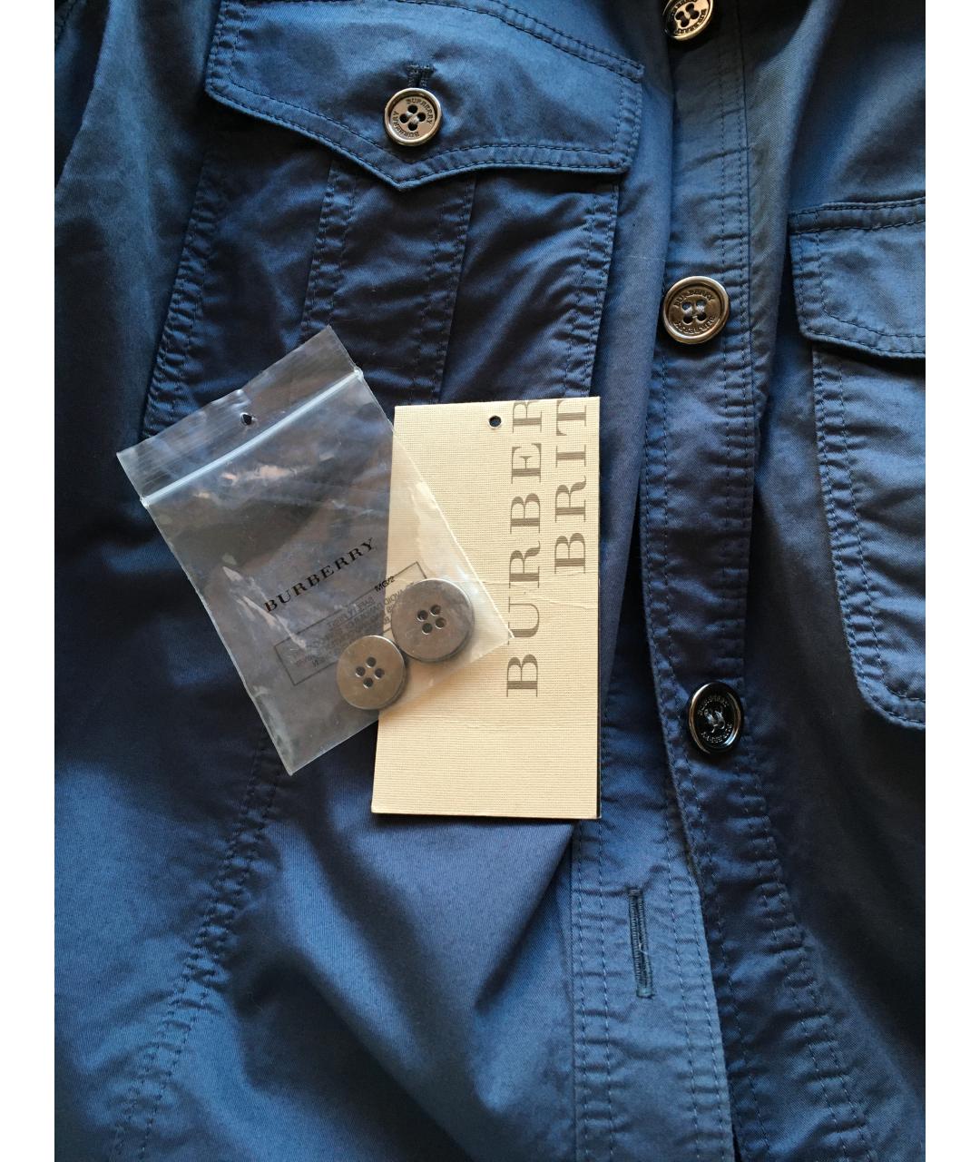 BURBERRY Синее хлопко-эластановое повседневное платье, фото 8