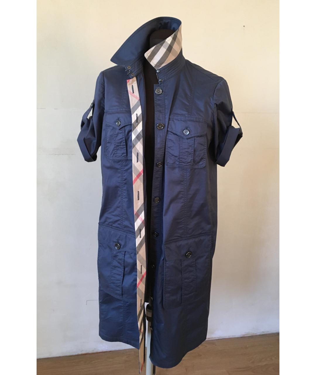 BURBERRY Синее хлопко-эластановое повседневное платье, фото 6